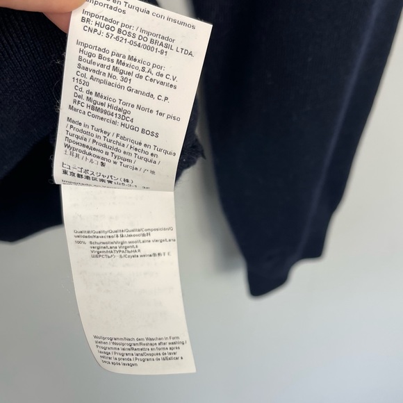 Hugo Boss Men’s Botto Crewneck Virgin Wool Pullover Sweater Navy Blue Italian L - Picture 11 of 12